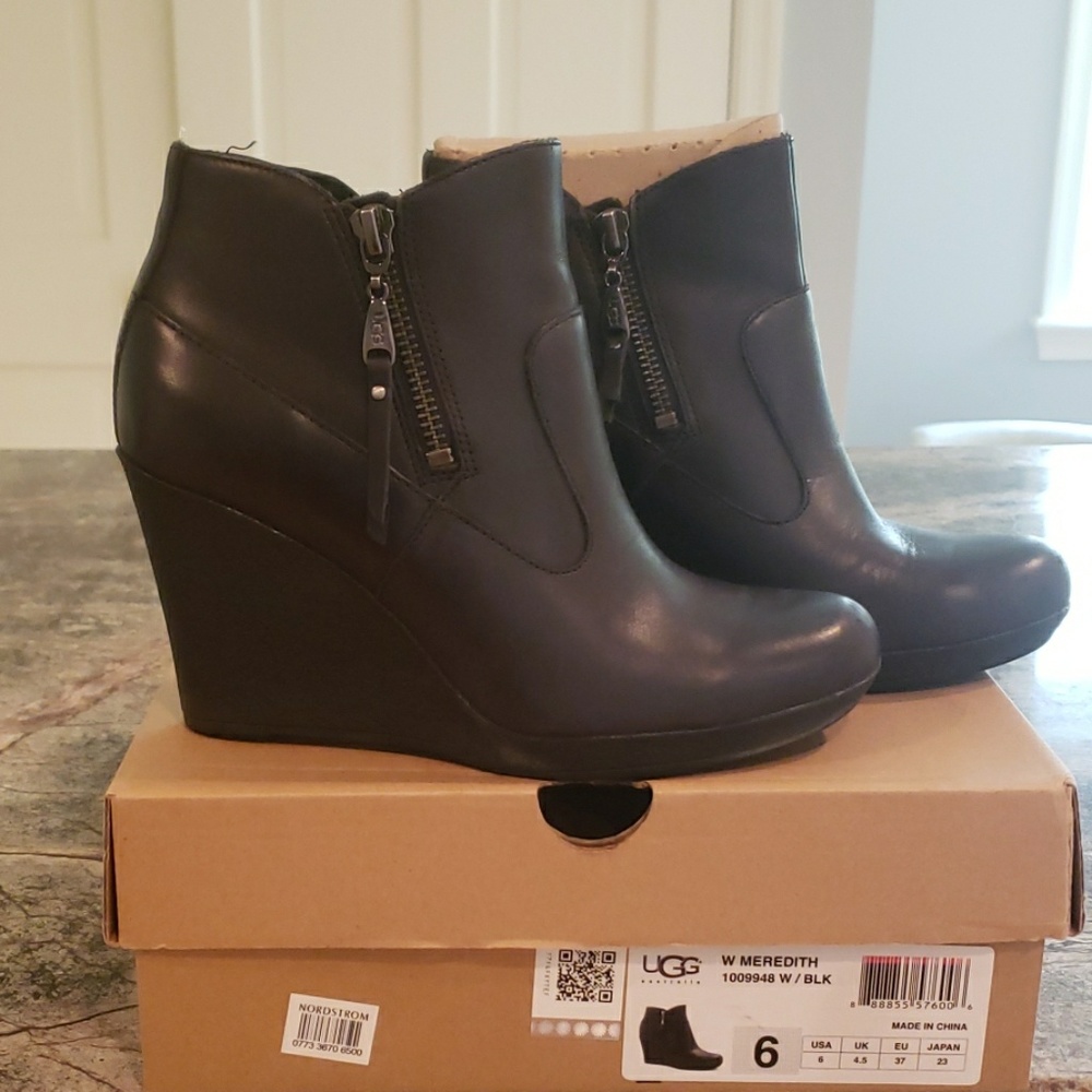 Ugg black wedge booties